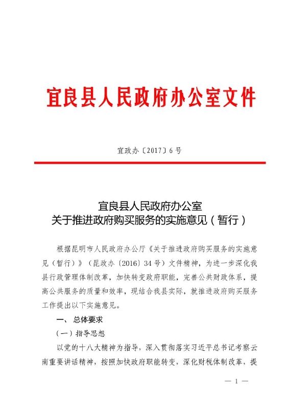 17政办6  关于印发宜良县政府购买服务实施意见的通知0000