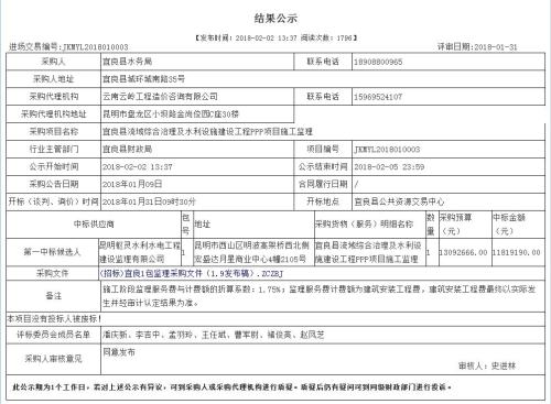 宜良县流域综合治理及水利设施建设工程PPP项目施工监理