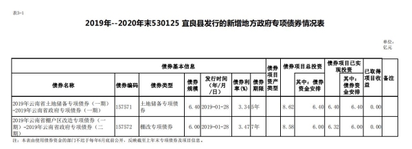 宜良县2019年增地方政府专项债券存续期公开1