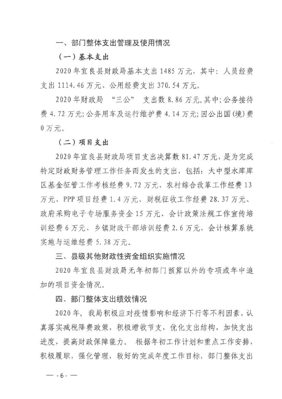 宜良县财政局2020年部门整体支出绩效自评报告0005