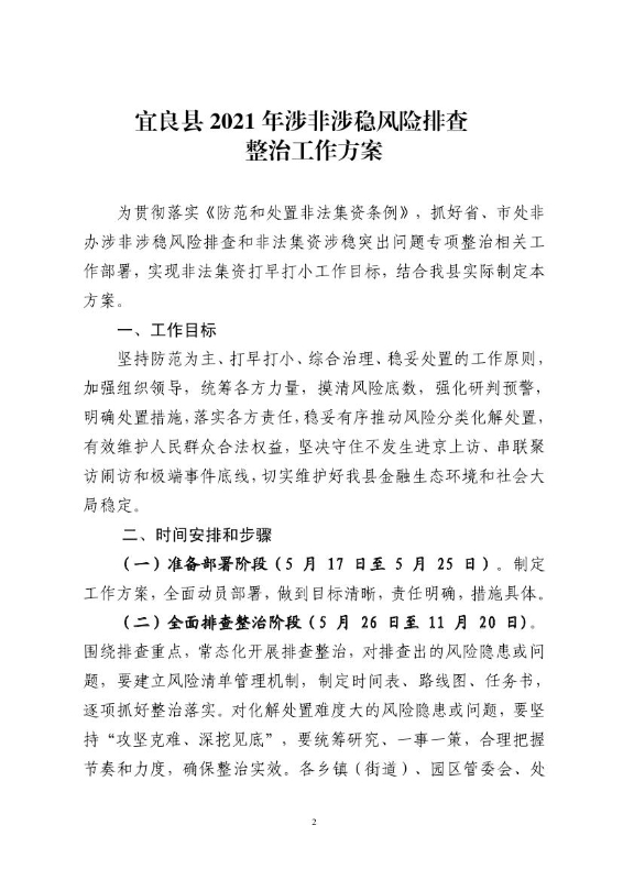宜处非办〔2021〕1号《关于印发宜良县2021年涉非涉稳风险排查整治工作方案》的通知0001