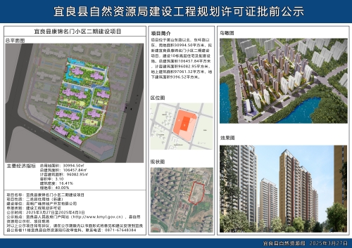 宜良县康锦名门小区二期建设项目《建设工程规划许可证》批前公示