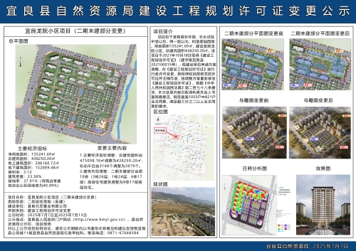 宜良龙院小区项目（二期未建部分变更）《建设工程规划许可证》批前公示