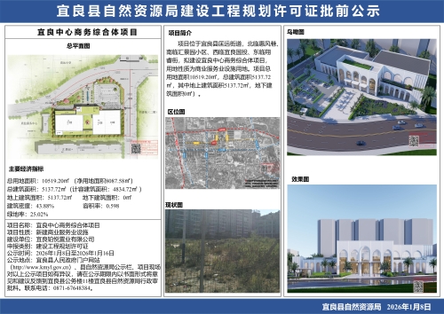 宜良中心商务综合体项目《建设工程规划许可证》批前公示